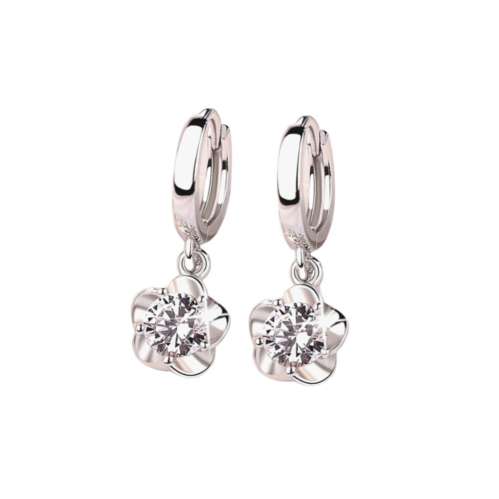 Brinco Feminino Flor em Prata 925